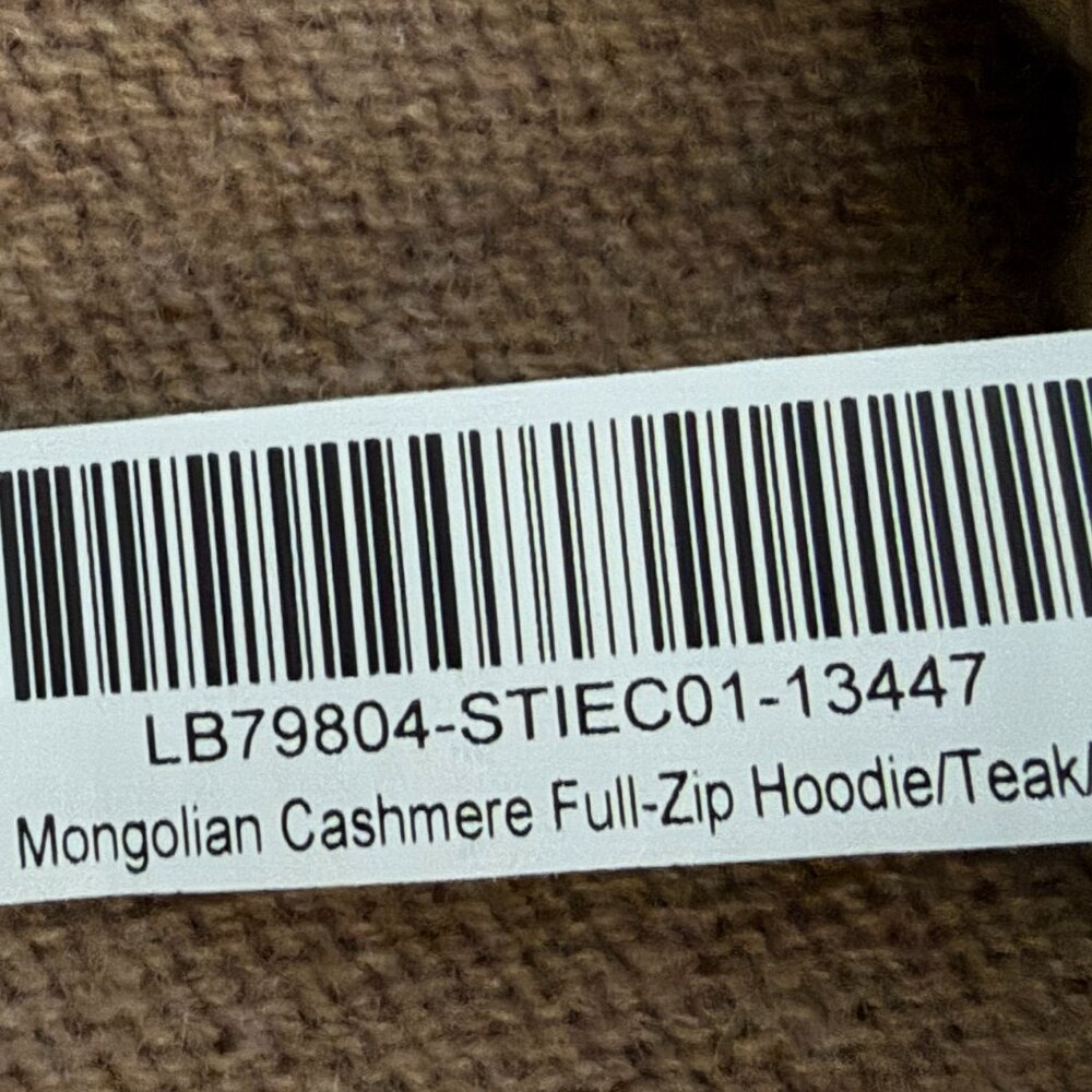 Quince Soft Mongolian Cashmere Zip Hoodie Cardigan Teak Size L - Picture 6 of 6
